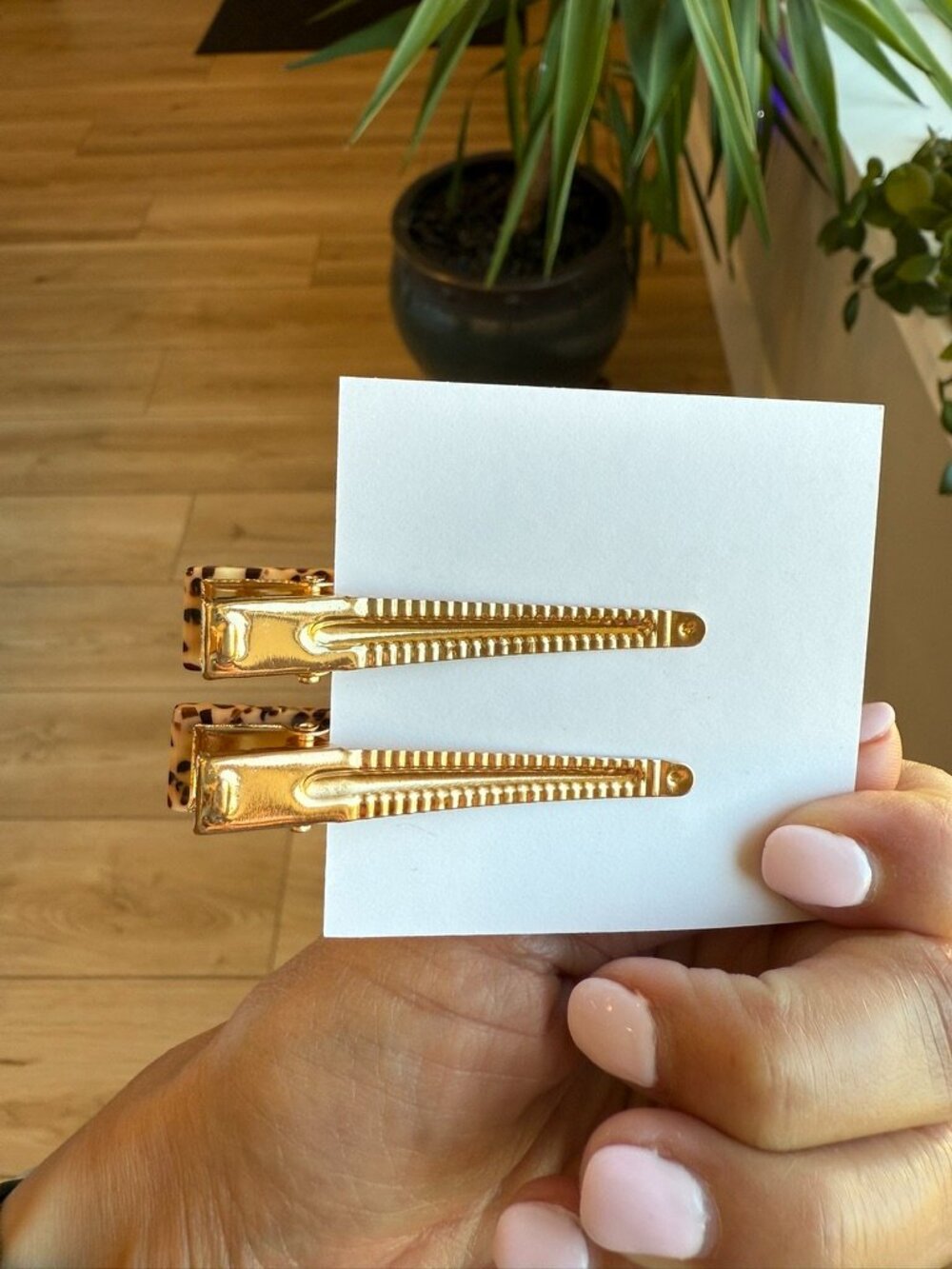 π 2/$20 Brown Dot Hair Clips - Set of 2 - Picture 5 of 11